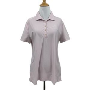 Nike Golf Polo Shirt Womens L Large Pale Pink Dri Fit Short Sleeve Collar *LOGO